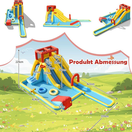 Inflatable Water Slide with Double Slide & Climbing Wall