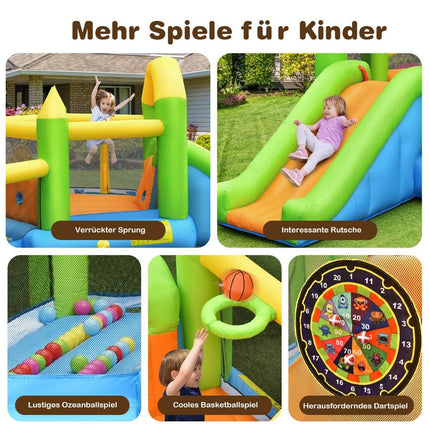 Inflatable bouncy castle with slide & ball pit & basketball hoop 477 x 241 x 208 cm (without blower)