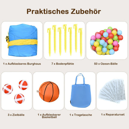Inflatable bouncy castle with slide & ball pit & basketball hoop 477 x 241 x 208 cm (without blower)