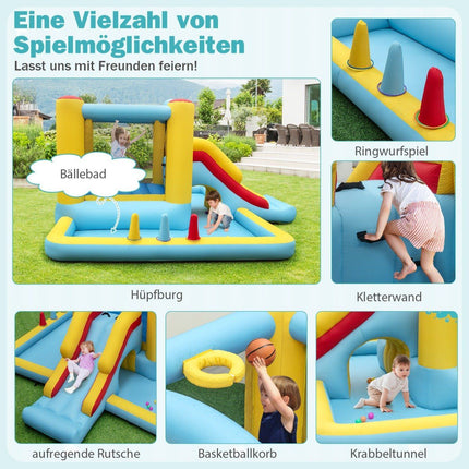 Inflatable bouncy castle with slide & tunnel & basketball hoop & ring toss game giant castle