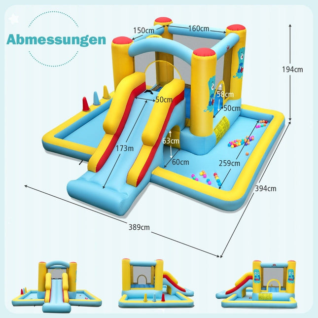 Inflatable bouncy castle with slide & tunnel & basketball hoop & ring toss game giant castle