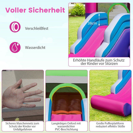 Inflatable bouncy castle with sun roof & slide & basketball hoop & ring toss game & repair kit