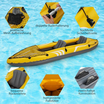Inflatable kayak for 2 people tandem kayak with removable seats 357 × 80 × 38 cm