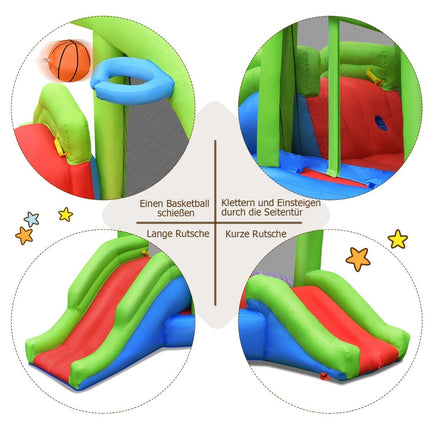 Inflatable snail bouncy castle with 2 slides & basketball hoop 410 x 190 x 197 cm