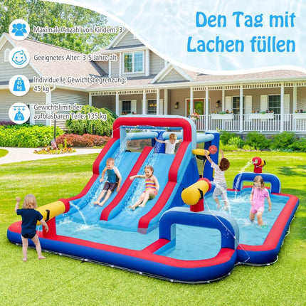 Inflatable water slide park huge bouncy castle with 2 long slides 644 x 405 x 210 cm