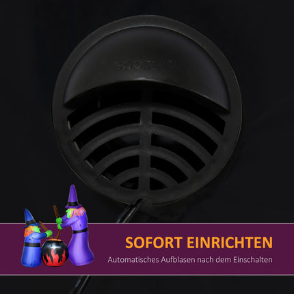 Inflatable Halloween cauldron decoration with LED lights, polyester