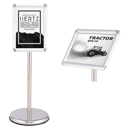 Information stand, information stand, poster stand, customer stopper made of metal, rotatable (A4)