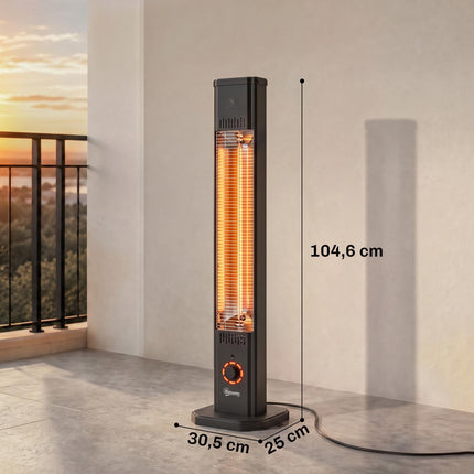 Infrared Patio Heater 2000W, Carbon Fiber, Remote Control