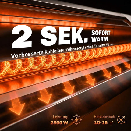 Infrared Patio Heater 2500W, Adjustable Stand, Remote Control