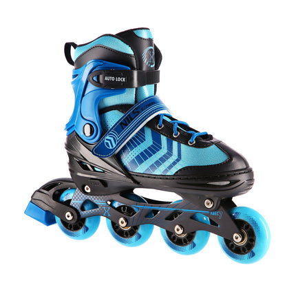 Inline & Hockey Ice Skates, 4-in-1, Black-Blue, Size M