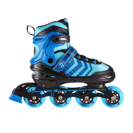 Inline & Hockey Ice Skates, 4-in-1, Black-Blue, Size M