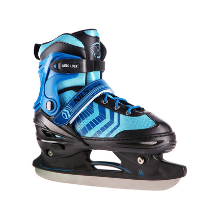Inline & Hockey Ice Skates, 4-in-1, Black-Blue, Size M