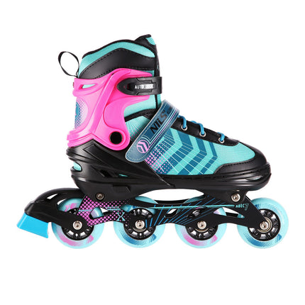 Inline & Hockey Ice Skates, 4-in-1, Black-Violet, Size M