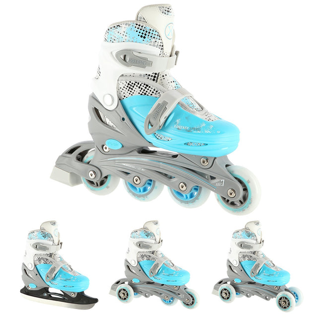 Inline-/ijsschaatsen, 4-in-1, blauw, maat M (35-38)