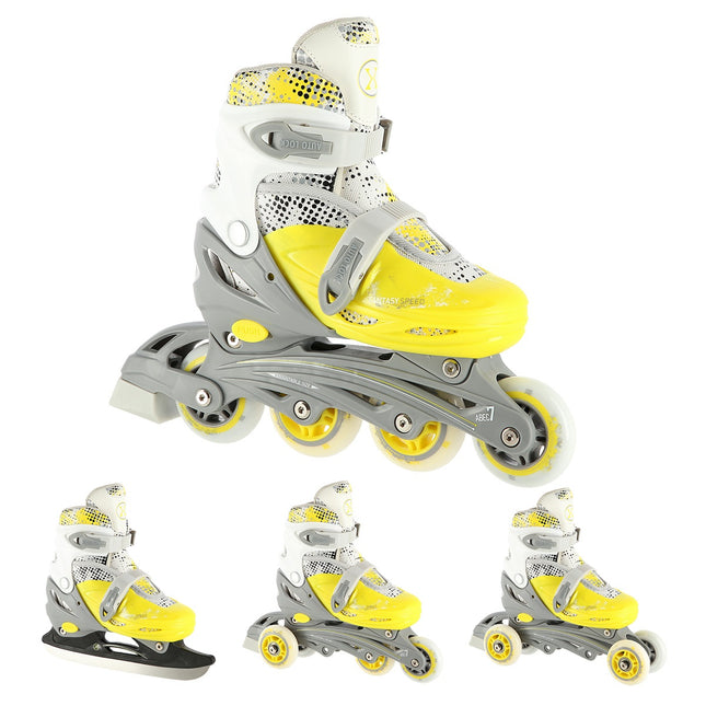 Inline/Ice Skates, 4-in-1, Lime, Size M (35-38)