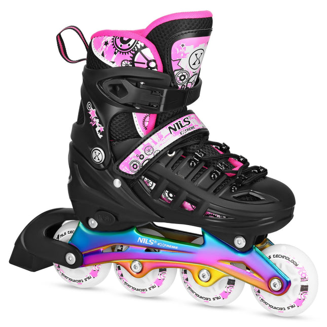 Inline-/ijsschaatsen, 4-in-1, roze LED, maat L (39-42)