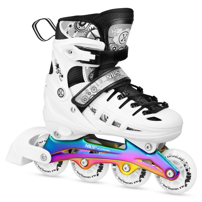Inline-/ijsschaatsen, 4-in-1, witte led, maat L (39-42)