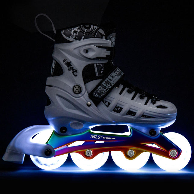 Inline-/ijsschaatsen, 4-in-1, witte led, maat L (39-42)