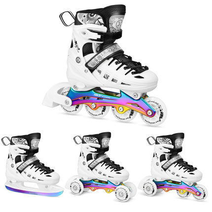Inline/Ice Skates, 4-in-1, White LED, Size L (39-42)