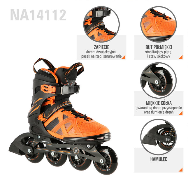 Inline skates, zwart-oranje, maat 45
