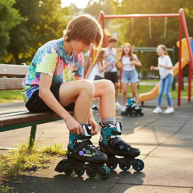 Inline skates, turquoise, maat L (40-43), ABEC-5 lagers