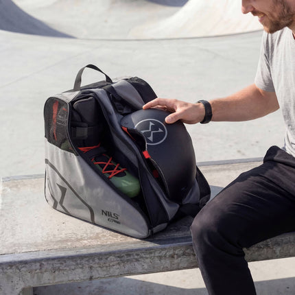 Inline and Ice Skate Bag, 3 Compartments, Grey