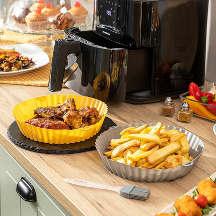 InnovaGoods 4 Silicone Air Fryer Baskets with Handles, 2 Kitchen Brushes