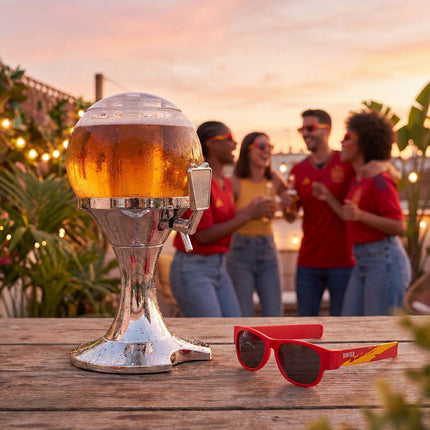 InnovaGoods Beer Dispenser 3.5 L and 2 Roll-Up Sunglasses, Sunfold Spain, Red