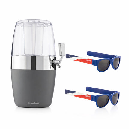 InnovaGoods Beer Dispenser and 2 Sunfold Roll-Up Sunglasses, France Blue
