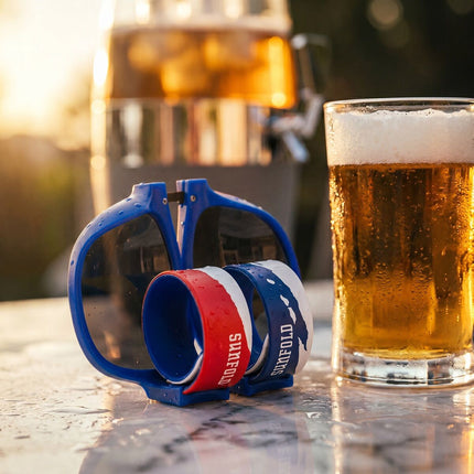 InnovaGoods Beer Dispenser and 2 Sunfold Roll-Up Sunglasses, France Blue