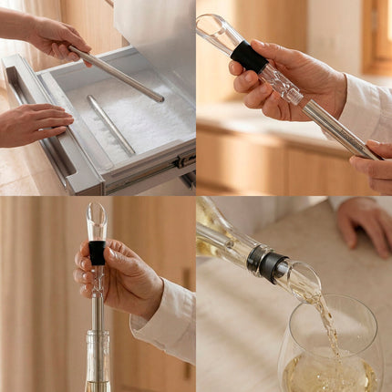InnovaGoods Chillour 7-Piece Wine Set with Chilling Rods, Aerator