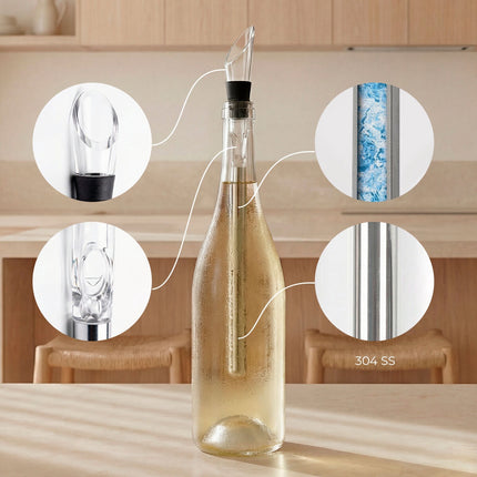 InnovaGoods Chillour 7-Piece Wine Set with Chilling Rods, Aerator
