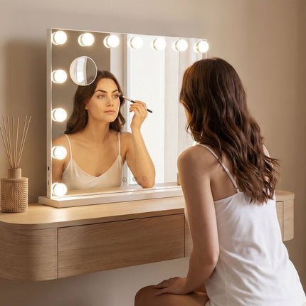 InnovaGoods Glimma Deluxe Hollywood LED Vanity Mirror, 15 Bulbs, 10X Magnifier