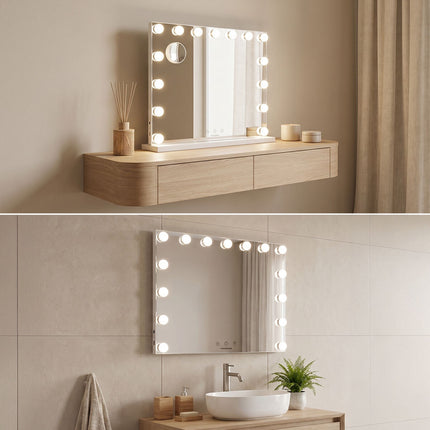 InnovaGoods Glimma Deluxe Hollywood LED Vanity Mirror, 15 Bulbs, 10X Magnifier