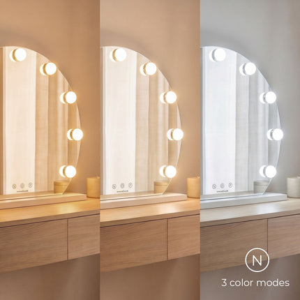 InnovaGoods Gloette Round Hollywood Vanity Mirror, 9 LED Bulbs, White