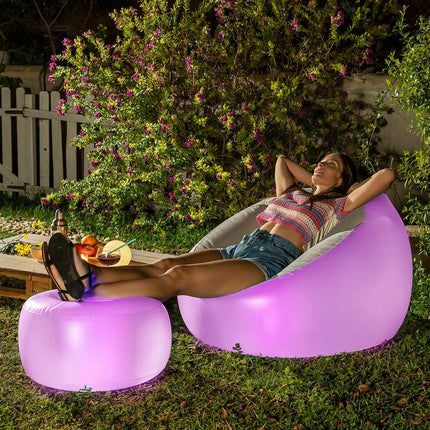 InnovaGoods Inflatable Armchair and Seat with RGB LED, Remote Control, Grey