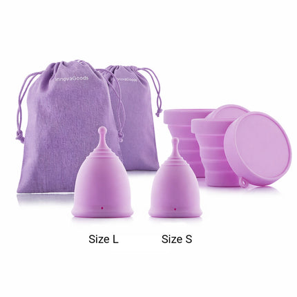 InnovaGoods Menstrual Cup Pack of 2, Size S 20 ml, Size L 25 ml, Violet