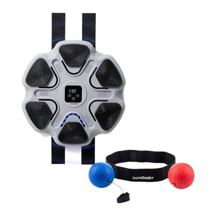 InnovaGoods Music Boxing Machine and Reflex Ball Set, Rechargeable, 9 Speeds