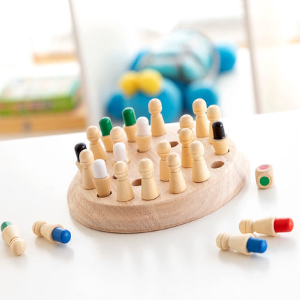 InnovaGoods Wooden Memory Chess and Fort Building Kit, Kids 3+, Glow in Dark