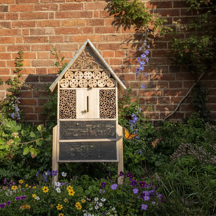 Insect Hotel With Stand – Weatherproof Metal Roof