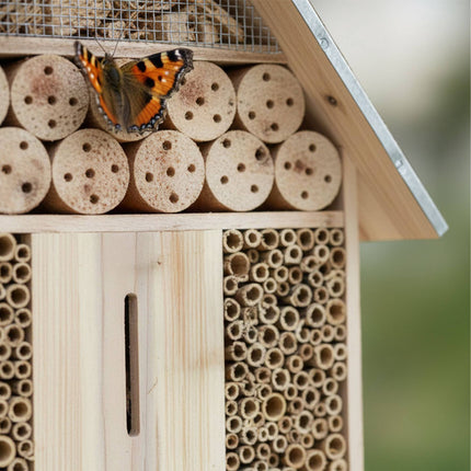 Insect Hotel With Stand – Weatherproof Metal Roof
