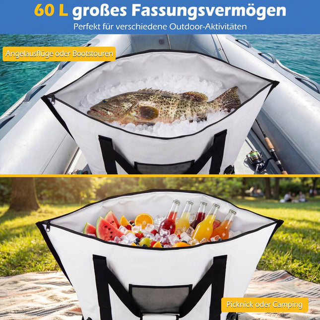 Geïsoleerde koeltas voor visgerei, 98 cm, waterdicht PVC, met aftapventiel