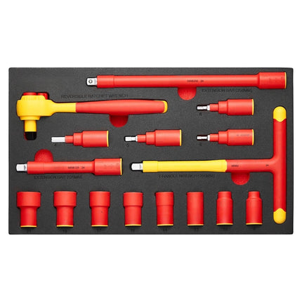 Insulated Socket Set, 16-Piece, 1000V 3/8-Inch Drive