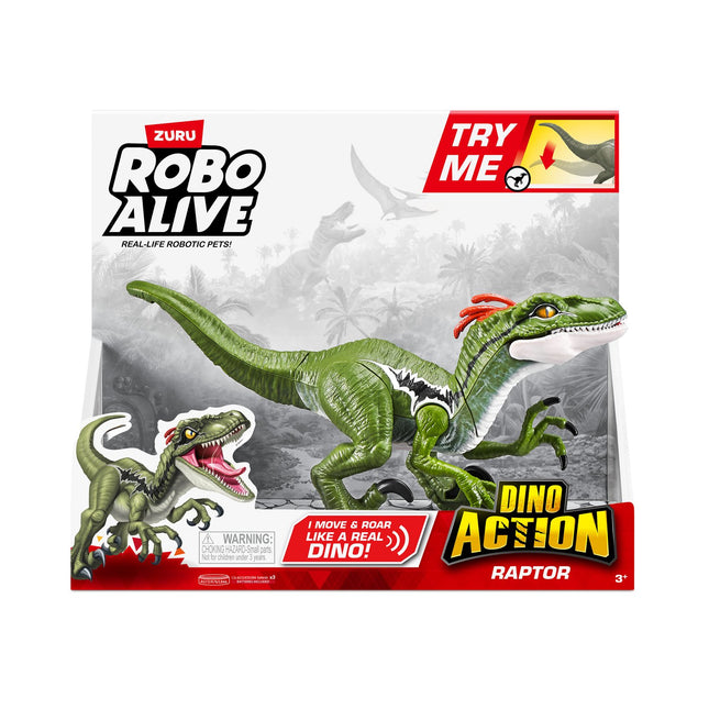 Interactive Dino Action Raptor Toy for Kids, Battery Operated