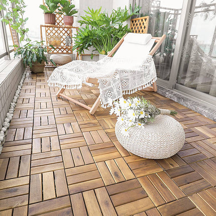 Interlocking Acacia Wood Deck Tiles, 12x12, 10-Pack