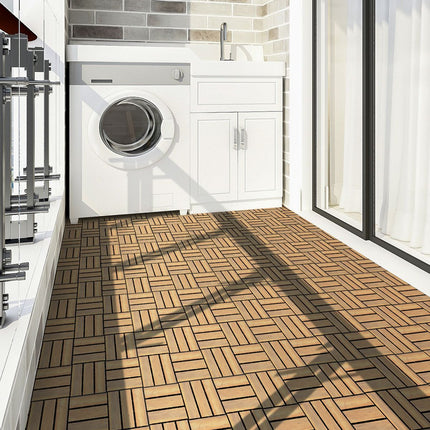 Interlocking Acacia Wood Deck Tiles, 12x12, 10-Pack