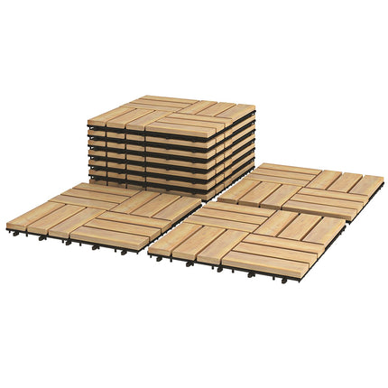 Interlocking Acacia Wood Deck Tiles, 12x12, 10-Pack