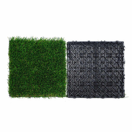 Interlocking Artificial Grass Tiles, 18-Pack, 30cm