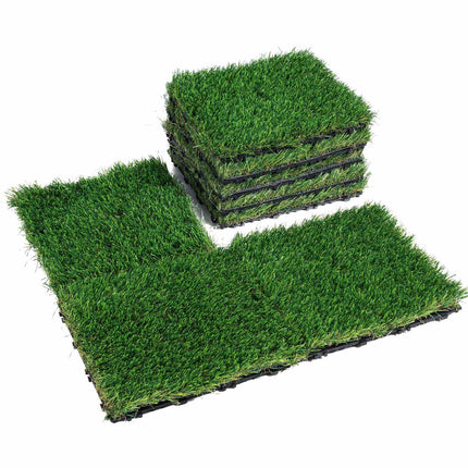 Interlocking Artificial Grass Tiles, 18-Pack, 30cm