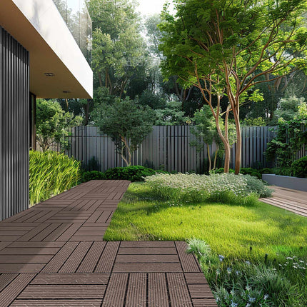 Interlocking Deck Tiles, 10-Pack 12x12 Waterproof, Brown